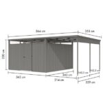 KOVINSKA VRTNA HIŠKA KARIBU OSTEN 3.5 SIV ALUMINIJ 330X330X215 - slika 2